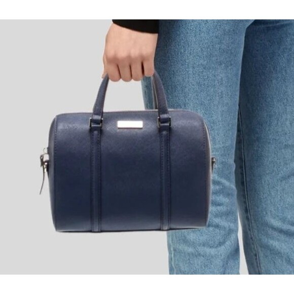 DESIGNER KATESPADE BLUE LEATHER TOP HANDLE ADJUSTABLE SHOULDER STRAP ZIP TOP BAG - Picture 13 of 15